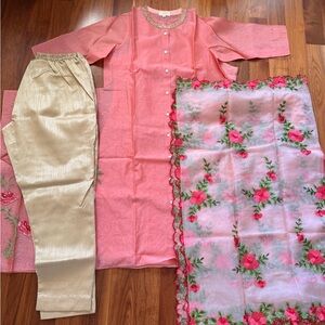 Pink and Gold shalwar kameez pure